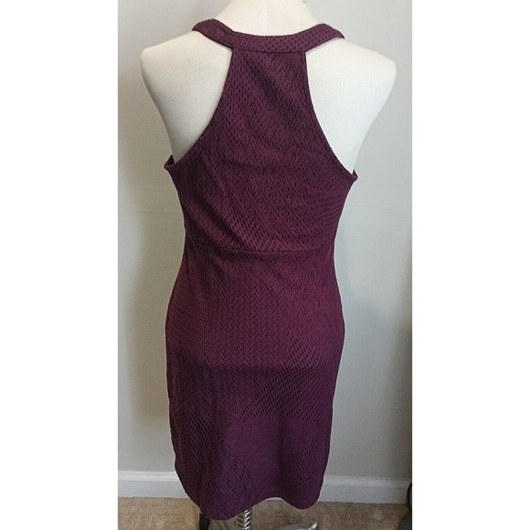 Free People Womens Bodycon Dress Medium Burgundy Crochet Lace Lined Stretch - Picture 3 of 9